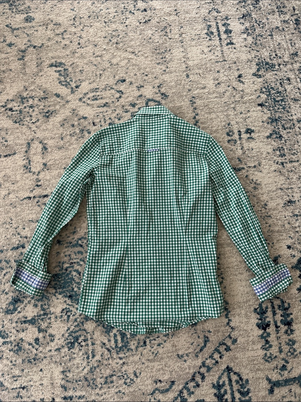 Brooks Brothers green & white checked shirt w/ blue & white check - Picture 7 of 10